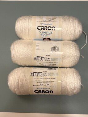Caron Simply Soft Yarn, White, 3 skeins